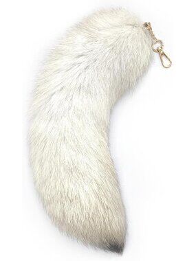 Women's White Fluffy Fox Tail Cosplay Keychain Birthday Party Costume Handbag